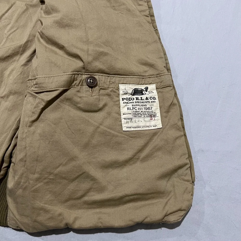 Vintage Polo Ralph Lauren Mens Khaki Quilted Body Warmer Gilet Puffer Vest Sz M